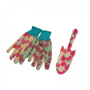 2pcs Floral Printed Garden Tool Kits including garden trowel and gloves