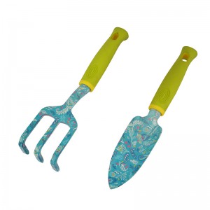 5pcs Floral Printed Aluminum Garden Tool Kits with rubber handles