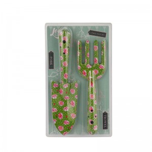 2pcs Floral Printed iron Garden Tool Kits including garden trowel and fork