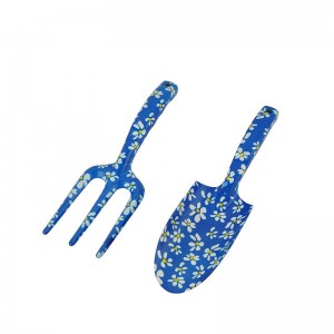 2pcs Floral Printed Aluminum Garden Tool Kits including garden trowel and fork