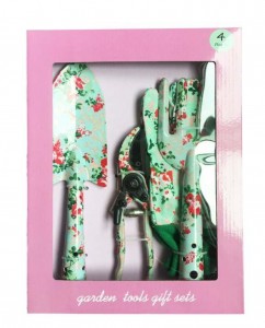 4pcs floral printed garden tool sets in gift color box