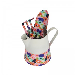 3pcs Floral Printed Garden Tool Kits garden trowel, rake, pruning shears with bucket