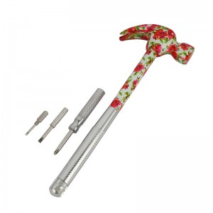 Floral printed 6 in 1 hammer with screwdrivers