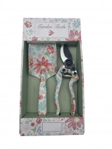 2pcs Floral Printed iron Garden Tool Kits including garden trowel and pruning shears