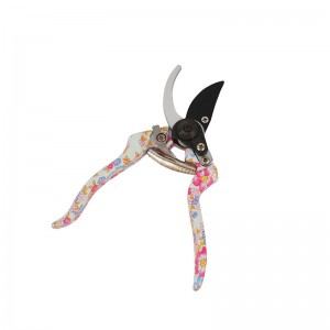 Floral Printed Aluminum bypass garden pruning shears, flower patterned garden scissors, tree trimming scissors