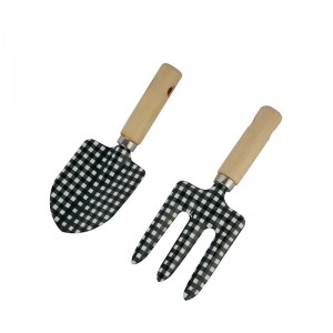 2pcs Floral Printed Kids Garden Tool Kits including garden trowel and fork sets with wood handles