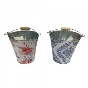 2L Floral printed metal watering bucket for garden plants