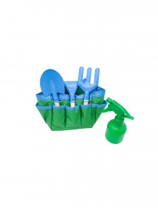 5pcs Colorful Kids Garden Tool Kits including garden trowel, shovel and rake with wood handles with carrying bag