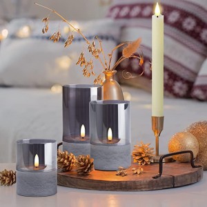 Flickering Flameless Candle, Realistic LED Candles with Remote Timers, Warm Light Candles for Birthday Party Wedding Festival Home Decoration, D3″x H4″5″6″ Pack of 3