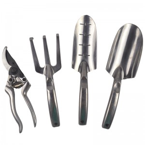 4pcs Garden Tool Kits including garden trowel, shovel, pruning shears and rake for garden work