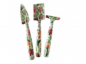 3pcs mini metal floral printed garden tool sets