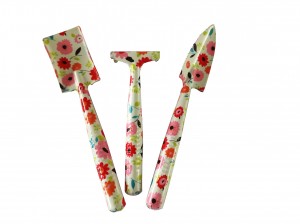 3pcs mini metal floral printed garden tool sets