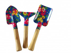 3pcs mini metal floral printed garden tool sets