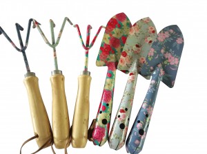 2pcs Floral Printed iron Garden Tool Kits including garden trowel and rake