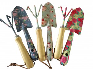 2pcs Floral Printed iron Garden Tool Kits including garden trowel and rake